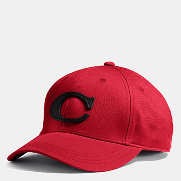 !LAST ONE! COACH Red Black Varsity C Baseball Hat - Picture 1 of 2